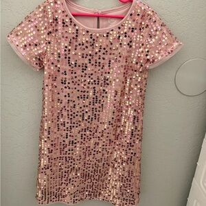 Girls Pink Sequin Party Dress